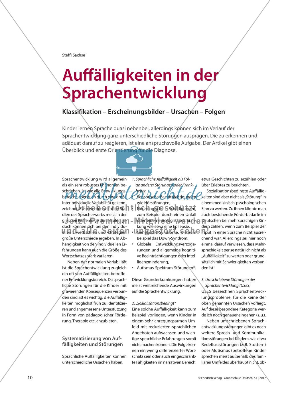 Auffälligkeiten in der Sprachentwicklung: Klassifikation – Erscheinungsbilder – Ursachen – Folgen Preview 1