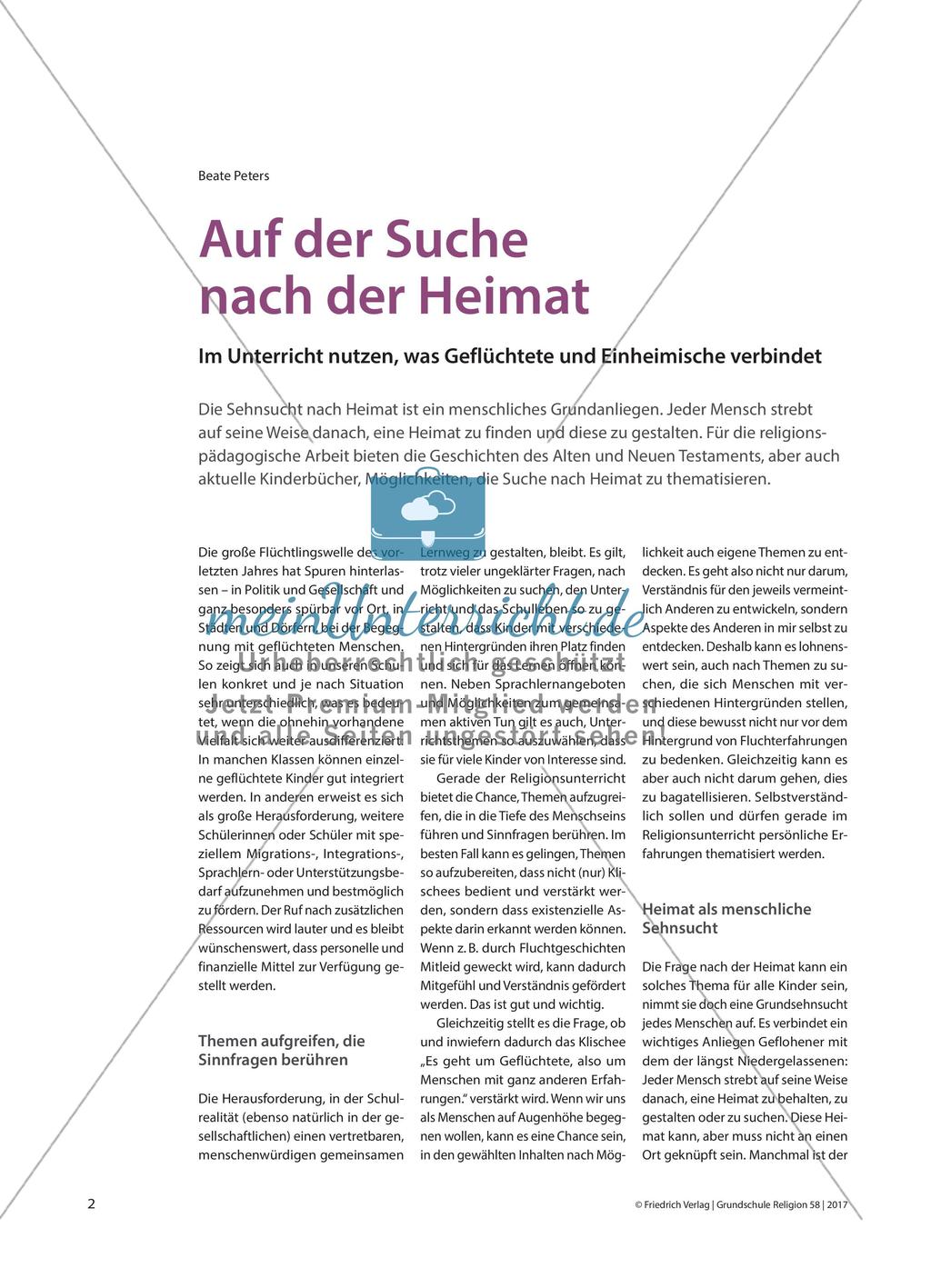 Auf der Suche nach der Heimat - Im Unterricht nutzen, was Geflüchtete und Einheimische verbindet Preview 1