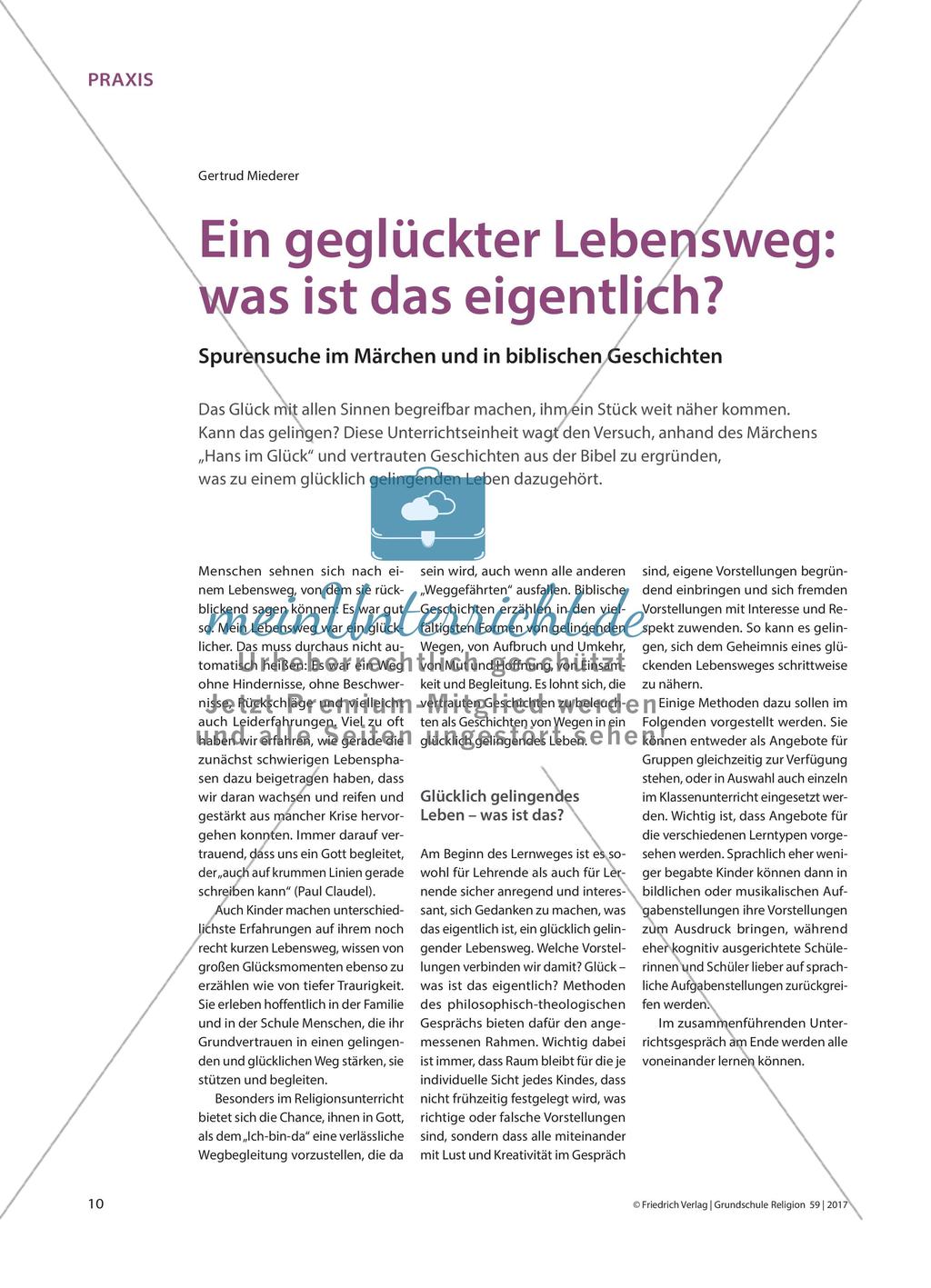 Ein geglückter Lebensweg: was ist das eigentlich? - Spurensuche im Märchen und in biblischen Geschichten Preview 1