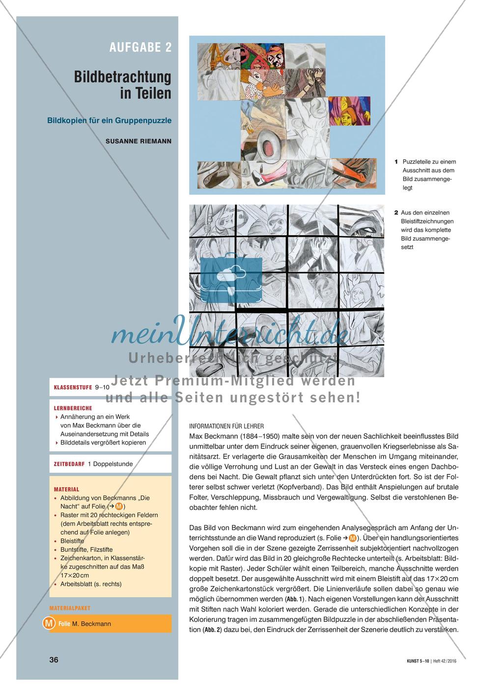 Bildbetrachtung in Teilen - Bildkopien für ein Gruppenpuzzle Preview 1