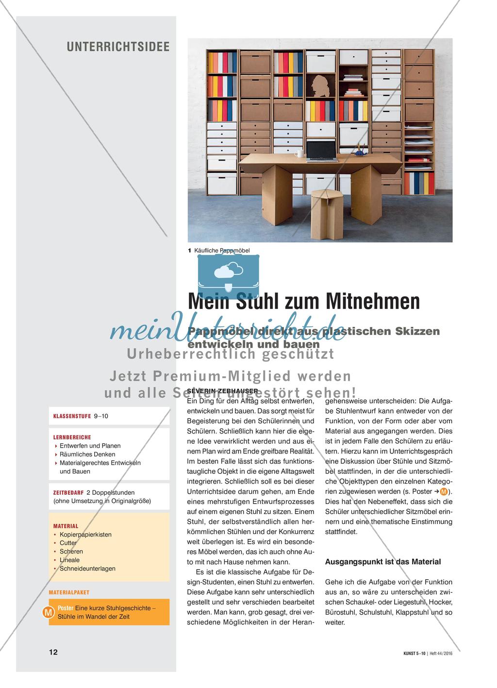 Mein Stuhl zum Mitnehmen - Pappmöbel direkt aus plastischen Skizzen entwickeln und bauen Preview 1