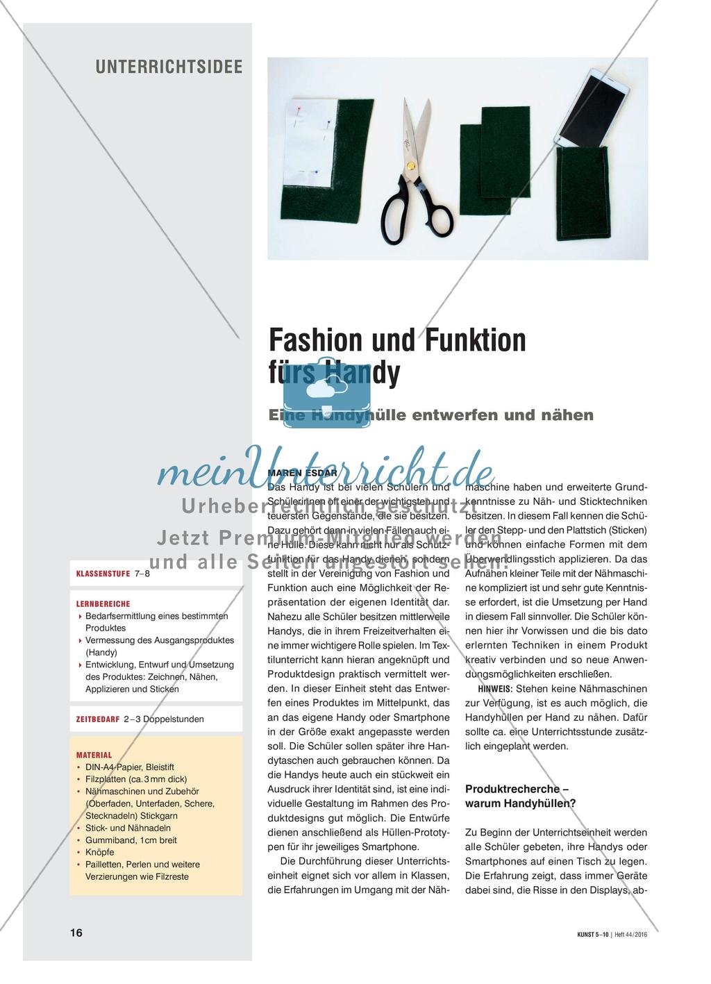 Fashion und Funktion fürs Handy - Eine Handyhülle entwerfen und nähen Preview 1