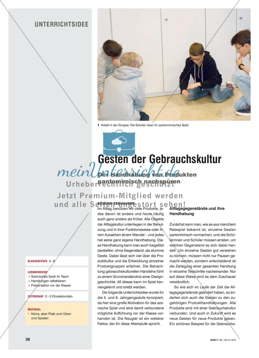 Gesten der Gebrauchskultur - Der Handhabung von Produkten pantomimisch nachspüren Preview 1