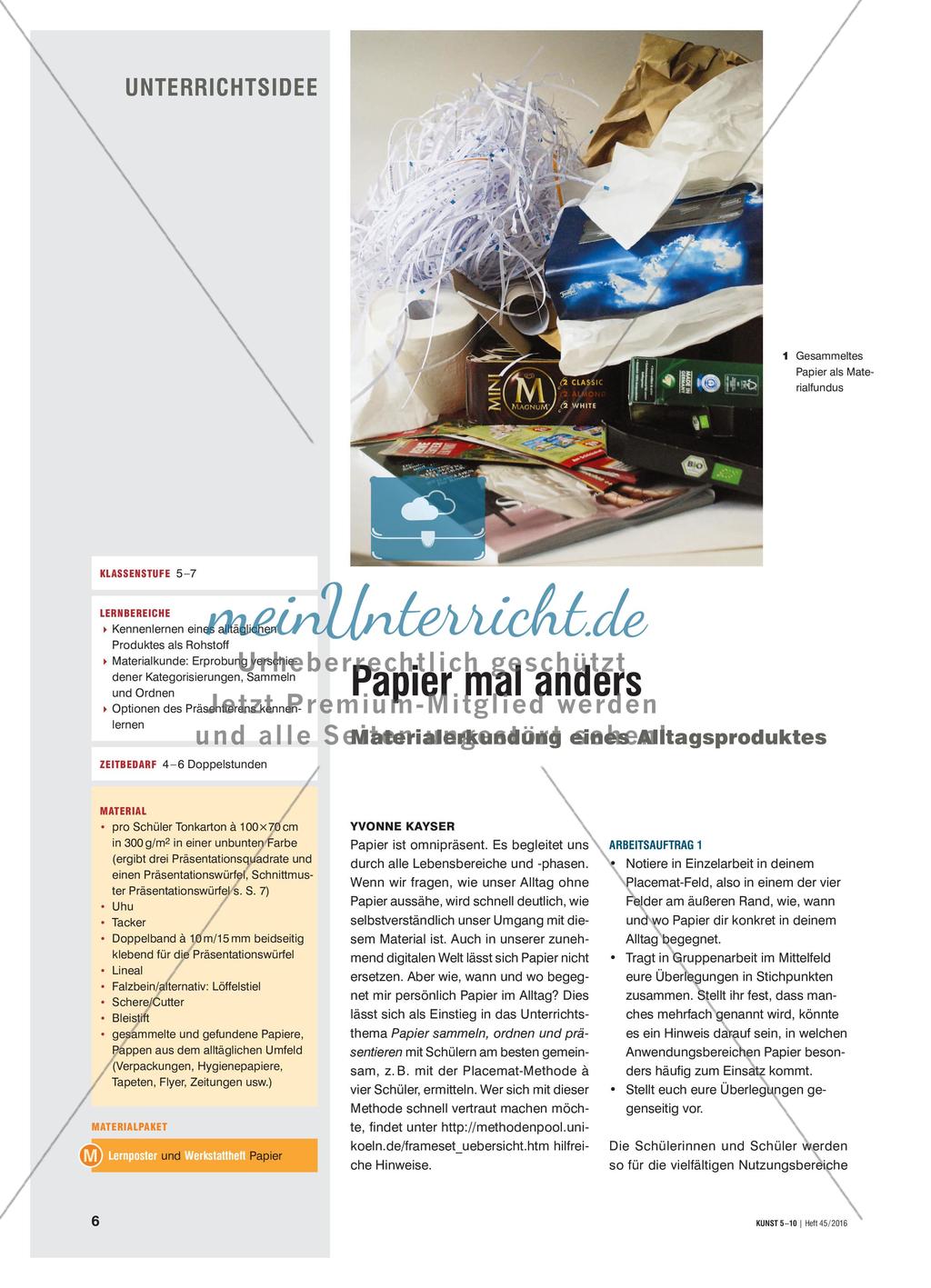 Papier mal anders - Materialerkundung eines Alltagsproduktes Preview 1