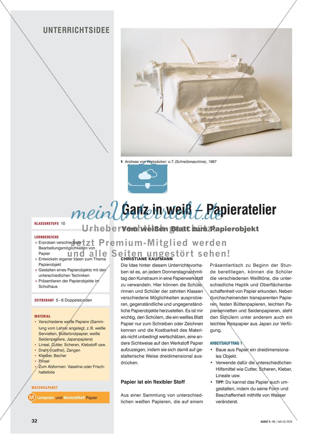 Ganz in weiß – Papieratelier: Vom weißen Blatt zum Papierobjekt Preview 1