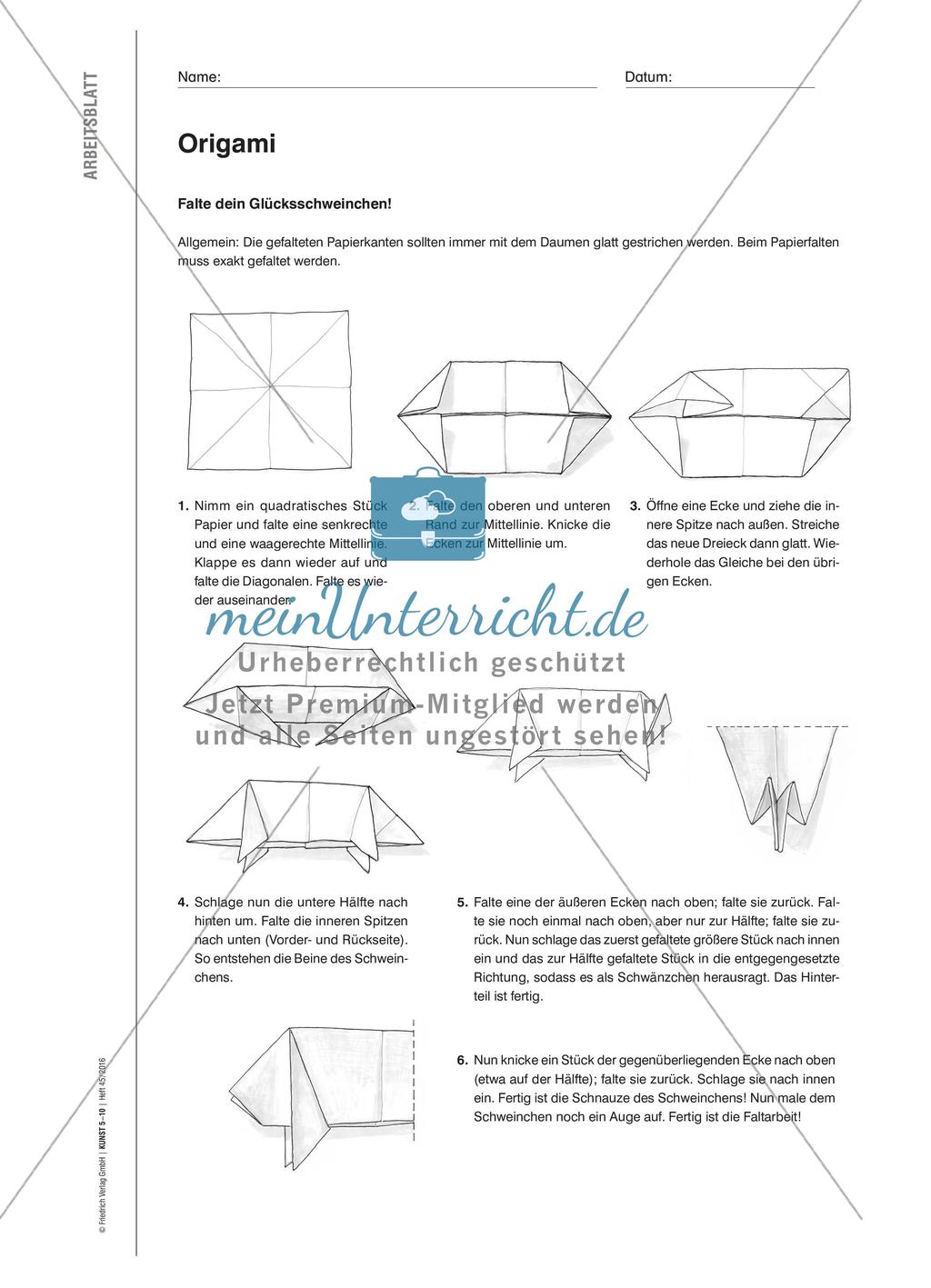 Origami - Ein Glücksschweinchen in sechs Schritten falten Preview 2