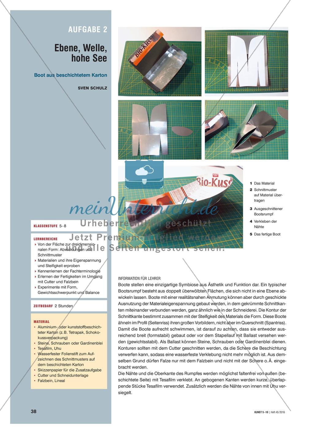 Ebene, Welle, hohe See - Boot aus beschichtetem Karton Preview 1