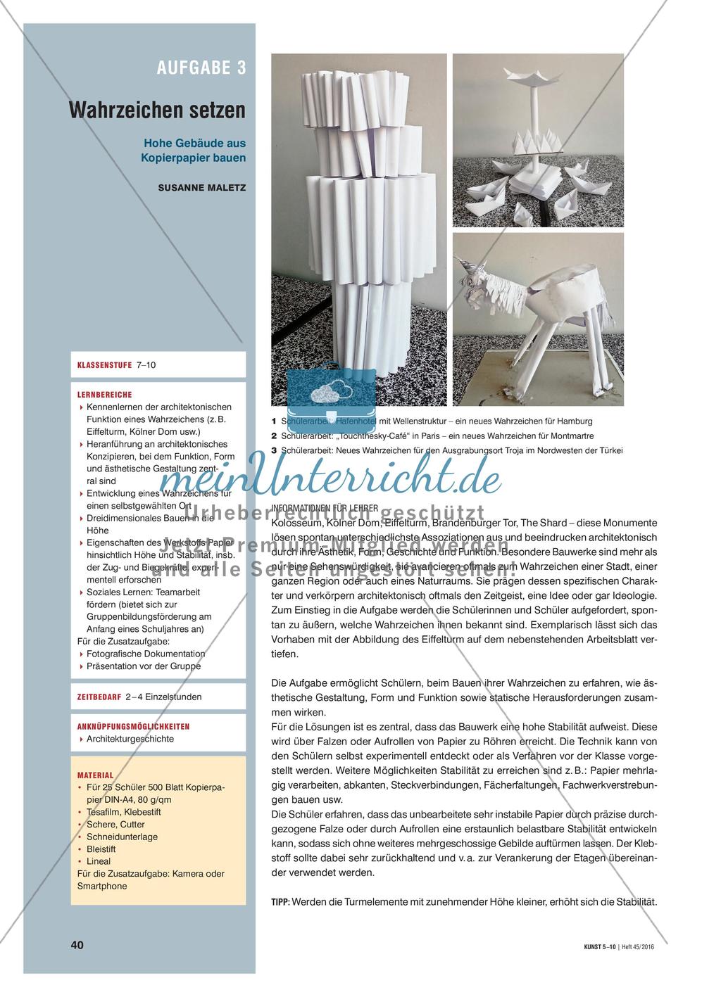 Wahrzeichen setzen - Hohe Gebäude aus Kopierpapier bauen Preview 1
