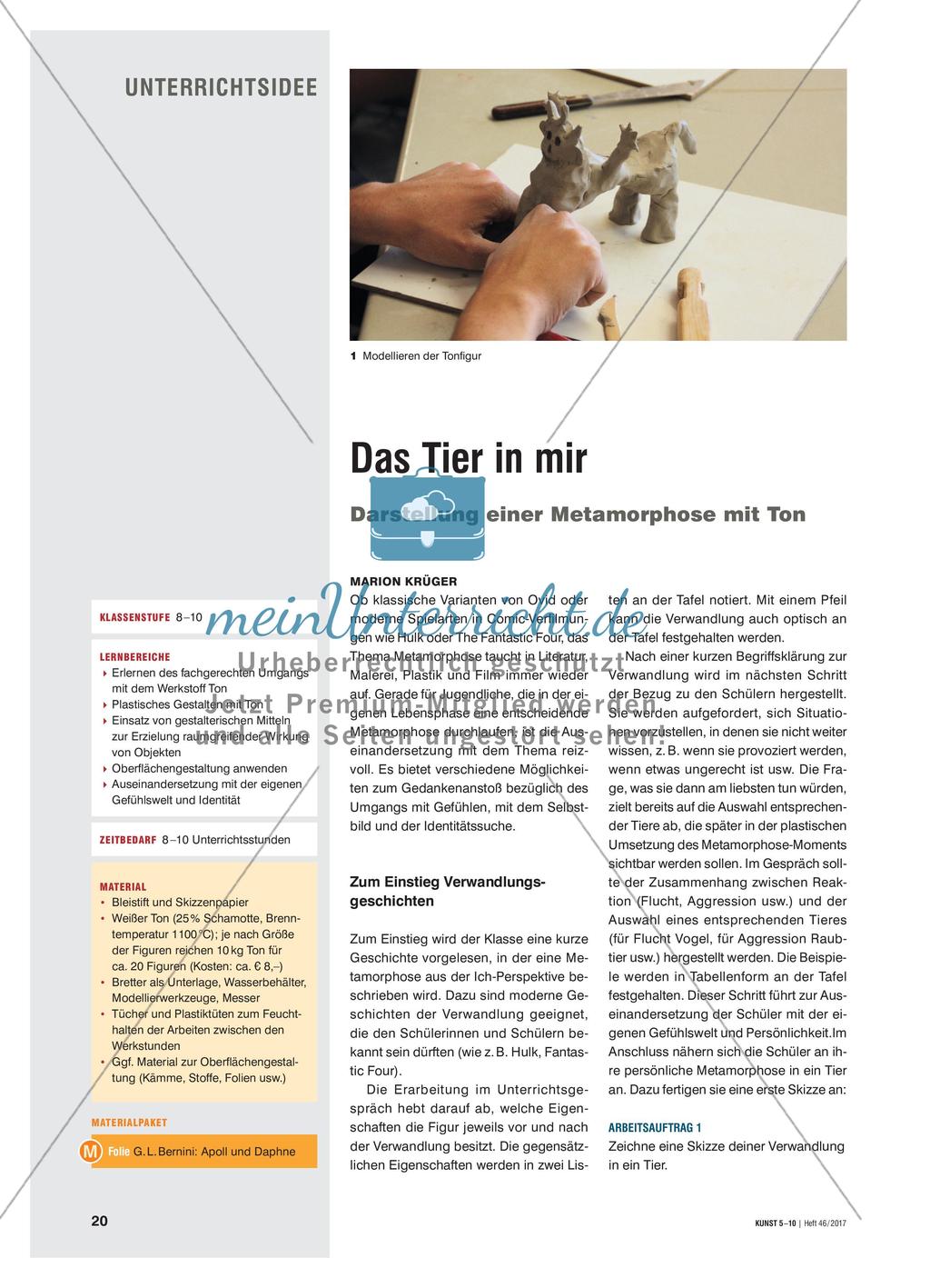 Das Tier in mir - Darstellung einer Metamorphose mit Ton Preview 1