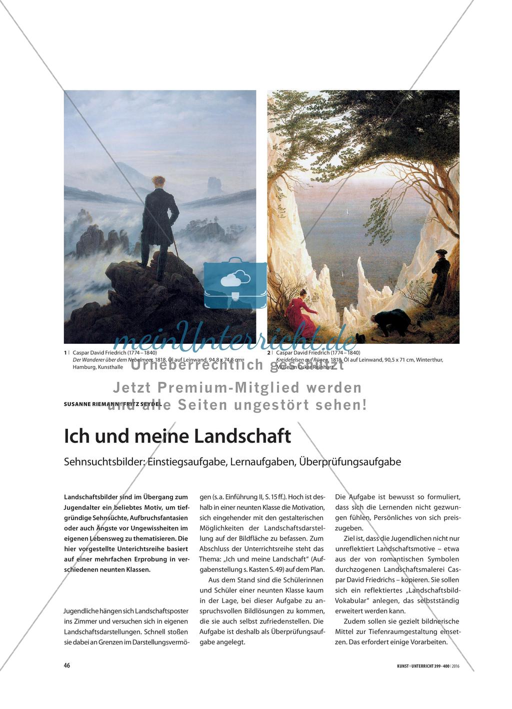 Ich und meine Landschaft - Sehnsuchtsbilder: Einstiegsaufgabe, Lernaufgaben, Überprüfungsaufgabe Preview 1