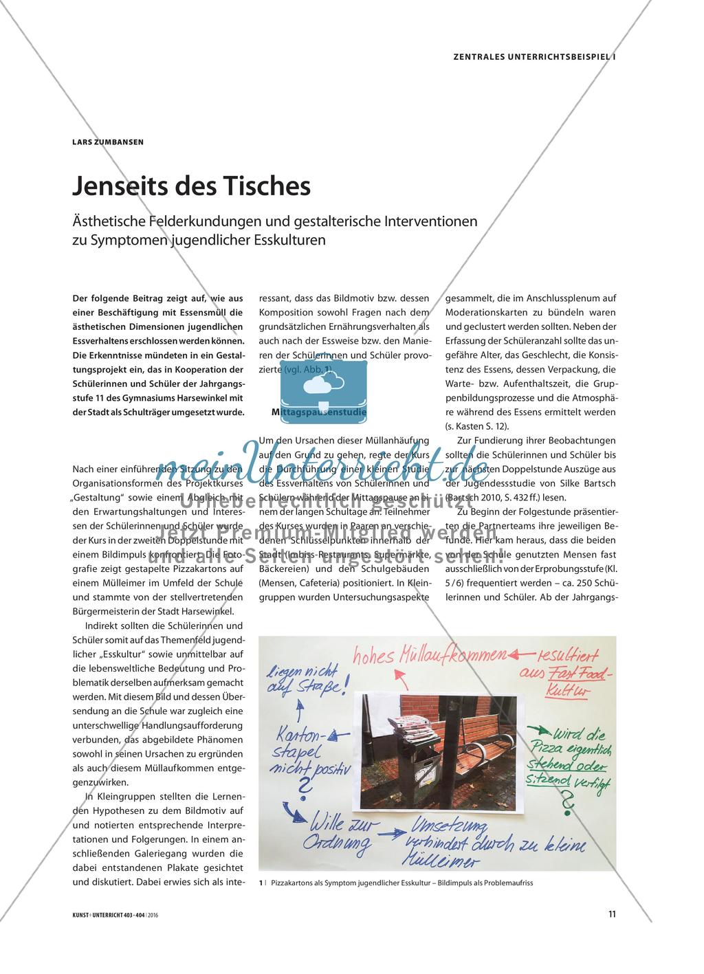 Jenseits des Tisches - Ästhetische Felderkundungen und gestalterische Interventionen zu Symptomen jugendlicher Esskulturen Preview 1