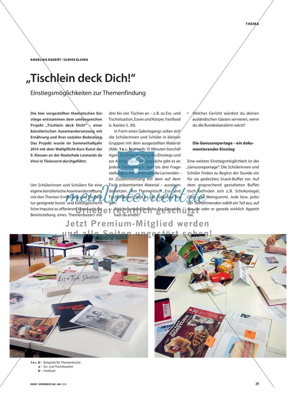 „Tischlein deck Dich!“ - Einstiegsmöglichkeiten zur Themenfindung Preview 1