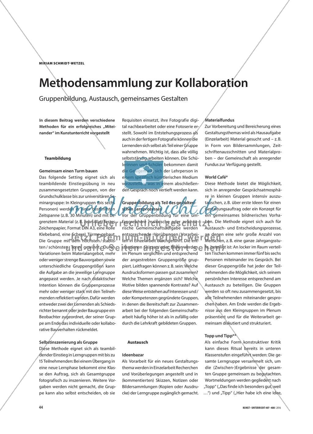Methodensammlung zur Kollaboration - Gruppenbildung, Austausch, gemeinsames Gestalten Preview 1