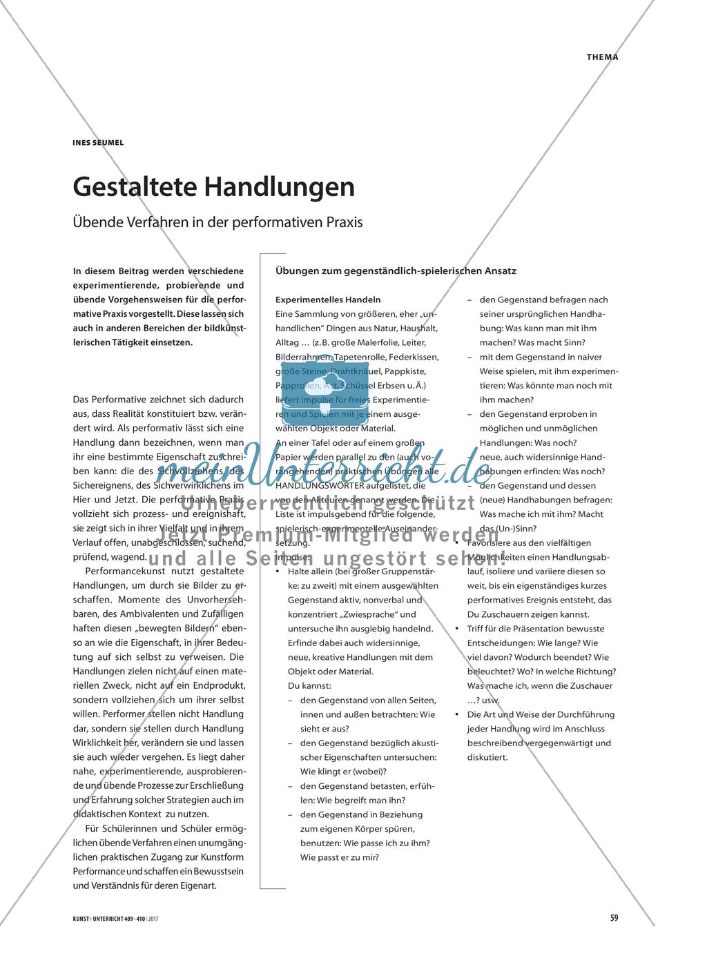 Gestaltete Handlungen - Übende Verfahren in der performativen Praxis Preview 1