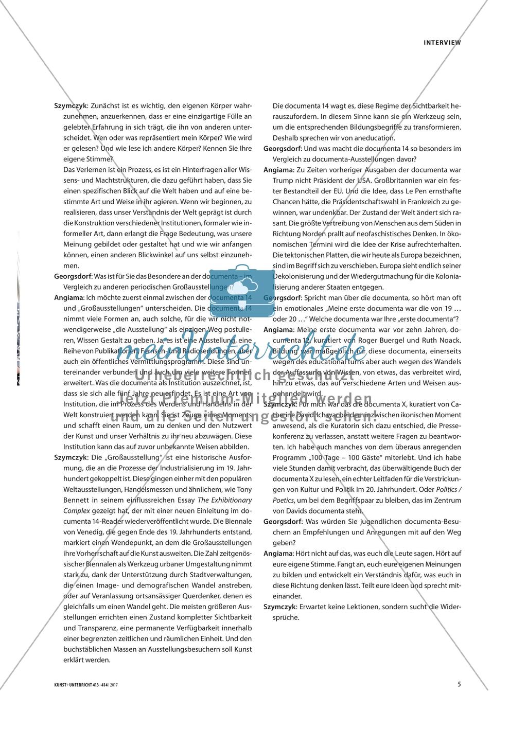 „Erwartet keine Lektionen, sondern sucht die Widersprüche“ - Ein Interview mit Adam Szymczyk und Sepake Angiama Preview 2