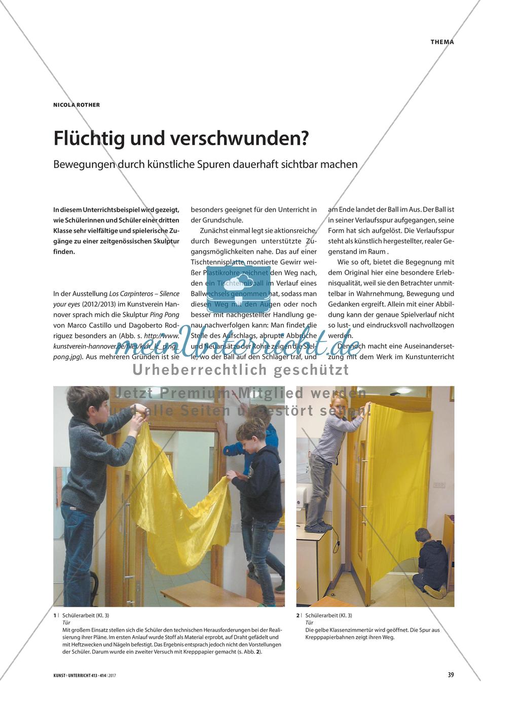 Flüchtig und verschwunden? - Bewegungen durch künstliche Spuren dauerhaft sichtbar machen Preview 1