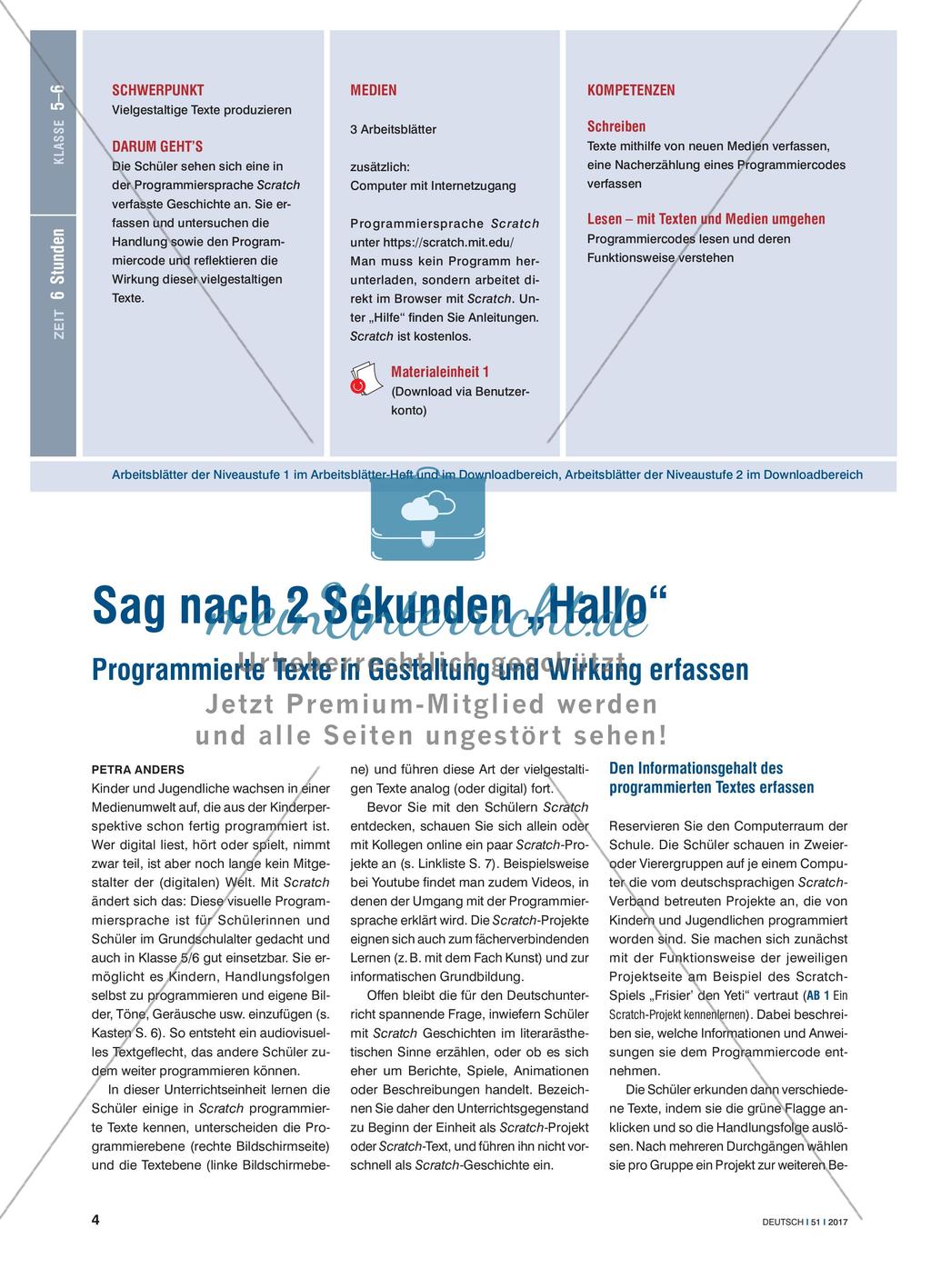 Sag nach 2 Sekunden „Hallo“ - Programmierte Texte in Gestaltung und Wirkung erfassen Preview 1