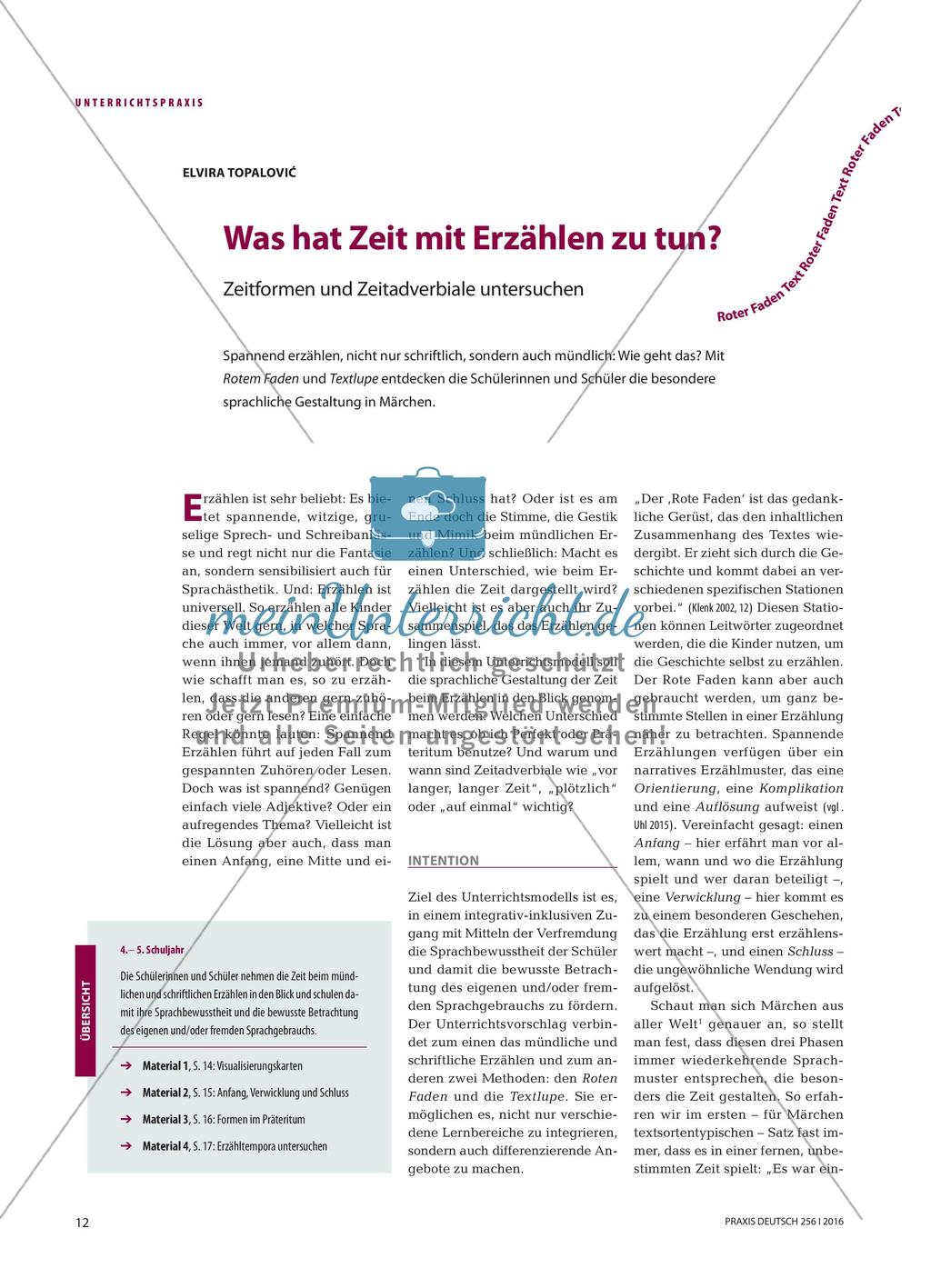 Was hat Zeit mit Erzählen zu tun? - Zeitformen und Zeitadverbiale untersuchen Preview 1