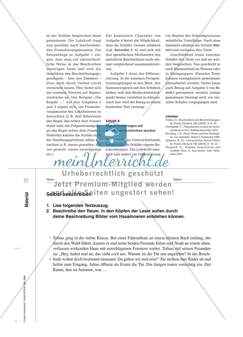 Beschreiben beim Erzählen - Sprachliche Mittel für Raumbeschreibungen in Erzählungen Preview 3