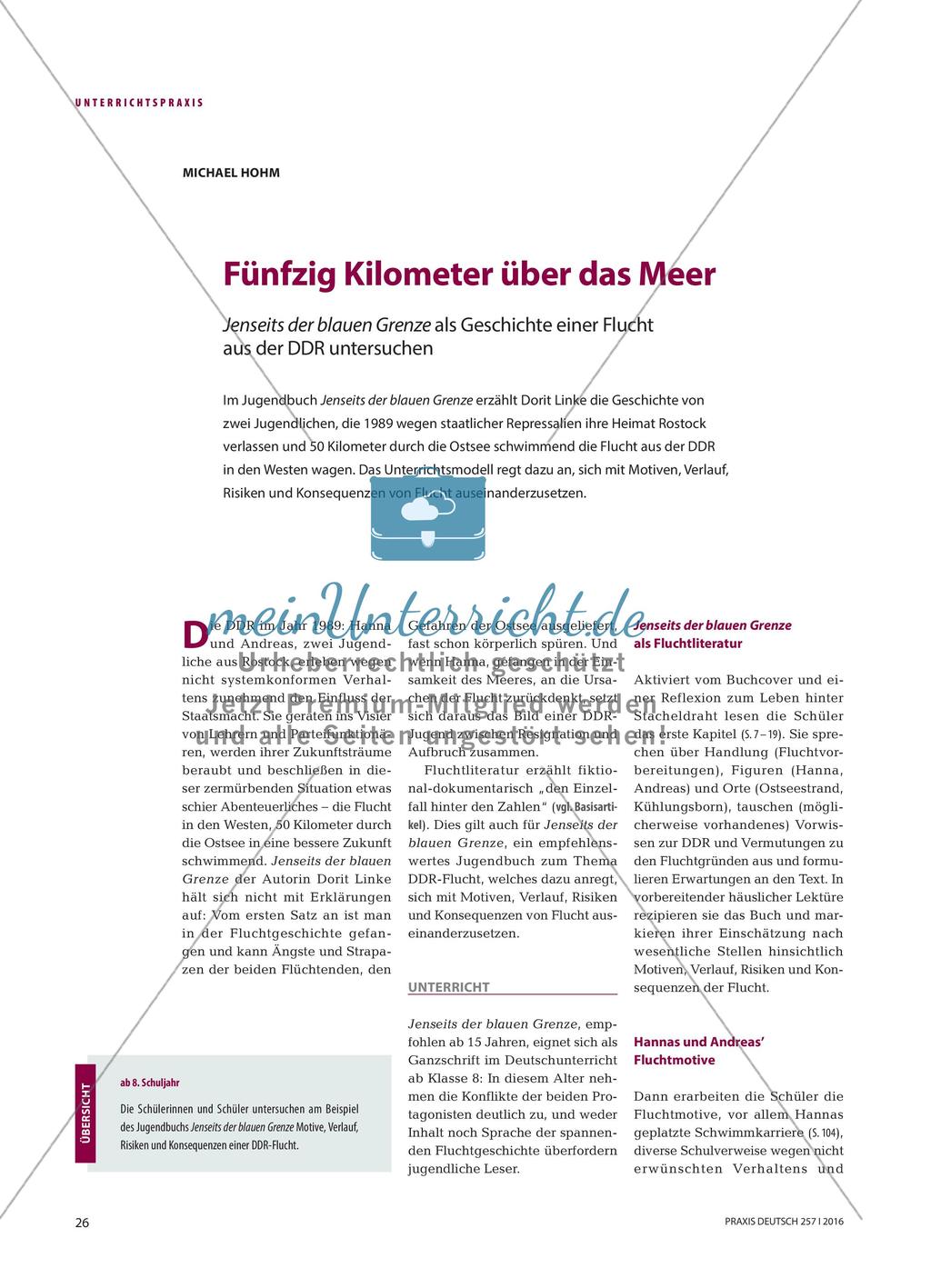 Fünfzig Kilometer über das Meer - Jenseits der blauen Grenze als Geschichte einer Flucht aus der DDR untersuchen Preview 1