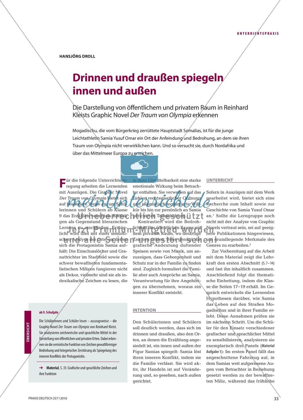 Drinnen und draußen spiegeln innen und außen - Die Darstellung von öffentlichem und privatem Raum in Reinhard Kleists Graphic Novel Der Traum von Olympia erkennen Preview 1