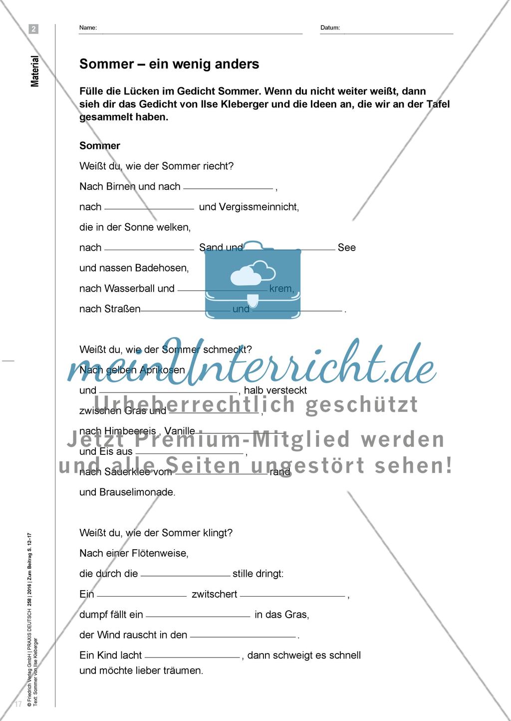 Den Sommer gemeinsam hören, riechen, schmecken, fühlen und sehen - Sinneswahrnehmung aktivieren und so bei der gesamten Lerngruppe literarisches Lernen initiieren Preview 6