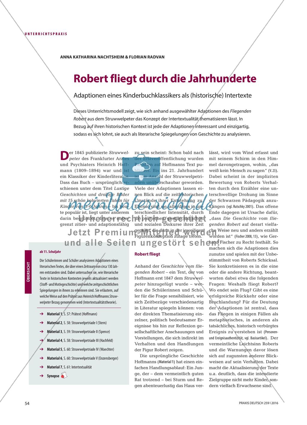 Robert fliegt durch die Jahrhunderte - Adaptionen eines Kinderbuchklassikers als (historische) Intertexte Preview 1
