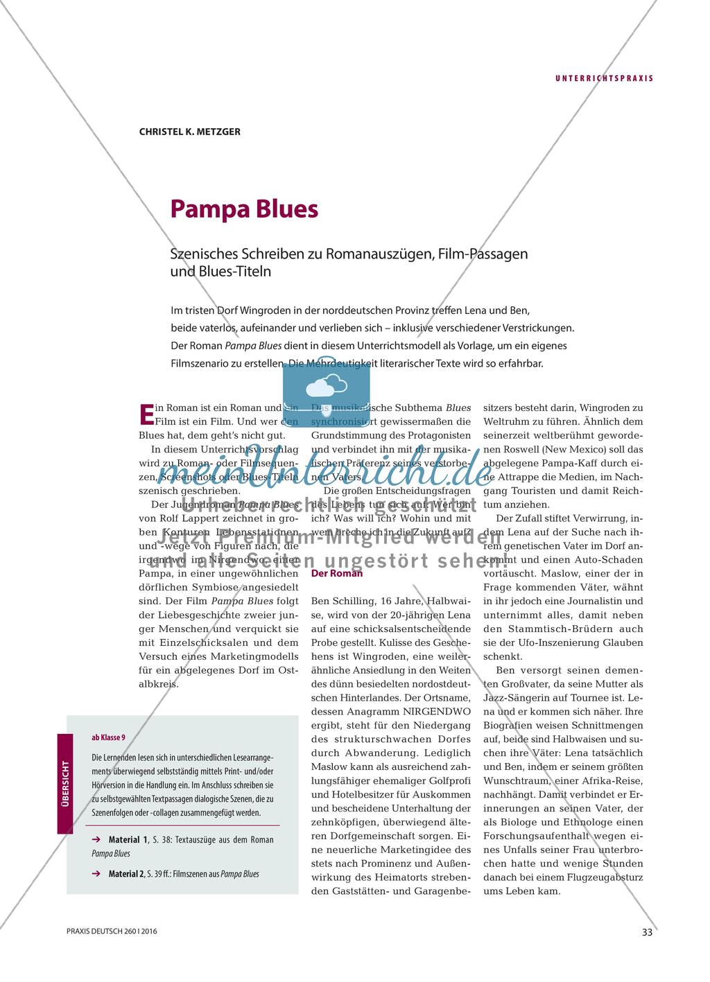 Pampa Blues - Szenisches Schreiben zu Romanauszügen, Film-Passagen und Blues-Titeln Preview 1