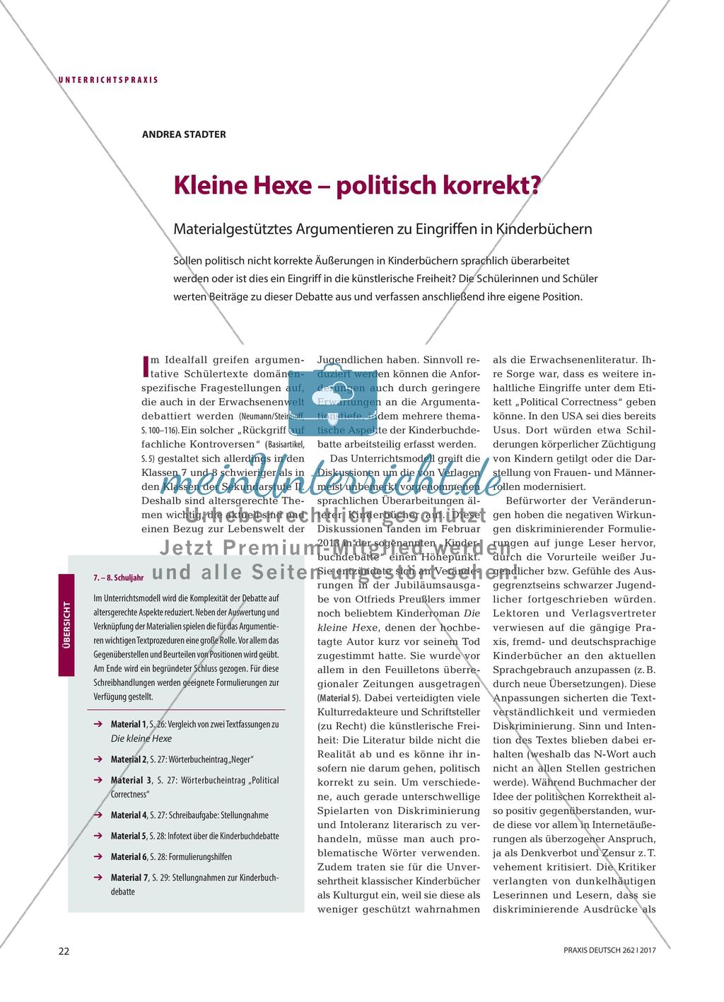 Kleine Hexe – politisch korrekt?: Materialgestütztes Argumentieren zu Eingriffen in Kinderbüchern Preview 1