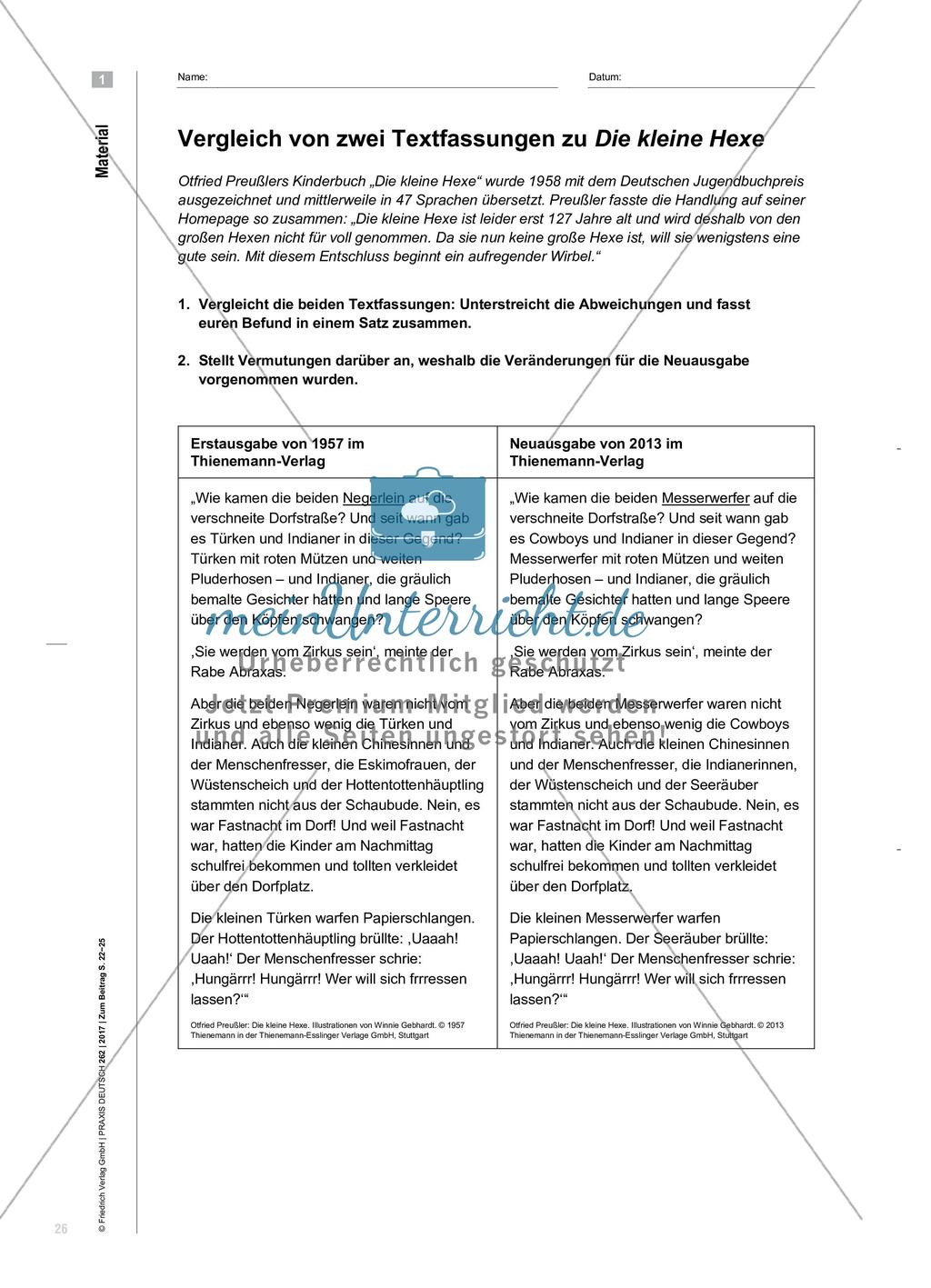 Kleine Hexe – politisch korrekt?: Materialgestütztes Argumentieren zu Eingriffen in Kinderbüchern Preview 5