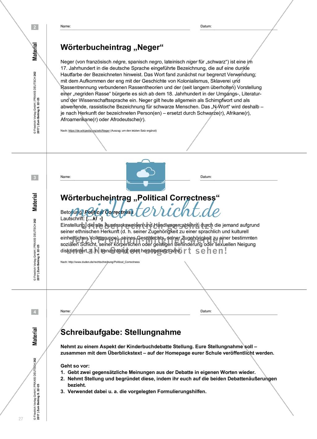 Kleine Hexe – politisch korrekt?: Materialgestütztes Argumentieren zu Eingriffen in Kinderbüchern Preview 6