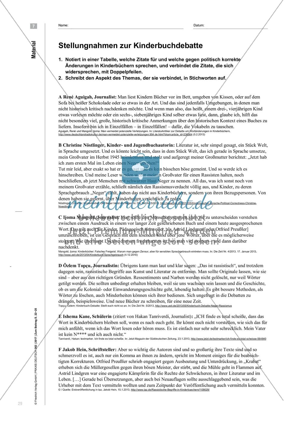 Kleine Hexe – politisch korrekt?: Materialgestütztes Argumentieren zu Eingriffen in Kinderbüchern Preview 8