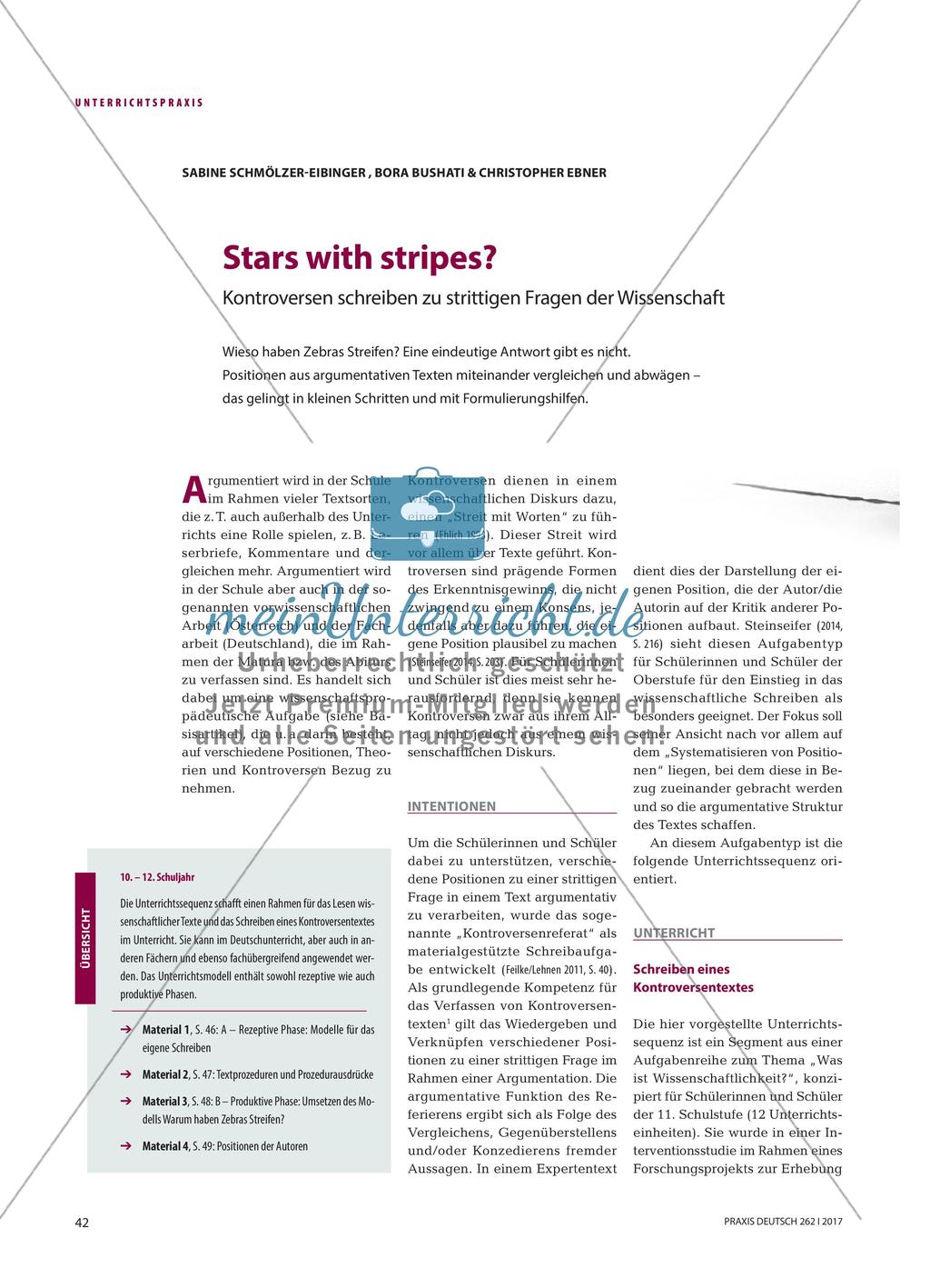 Stars with stripes? - Kontroversen schreiben zu strittigen Fragen der Wissenschaft Preview 1