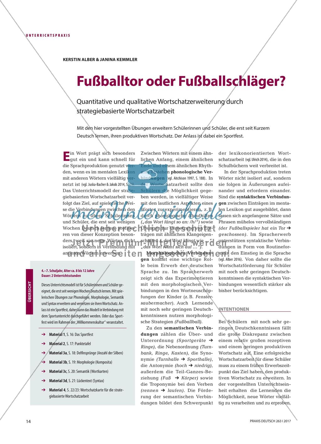 Fußballtor oder Fußballschläger? - Quantitative und qualitative Wortschatzerweiterung durch strategiebasierte Wortschatzarbeit Preview 1