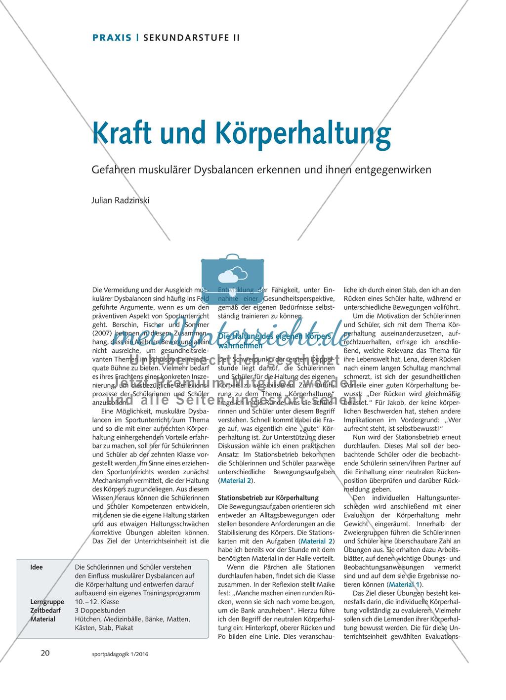 Kraft und Körperhaltung - Gefahren muskulärer Dysbalancen erkennen und ihnen entgegenwirken Preview 1