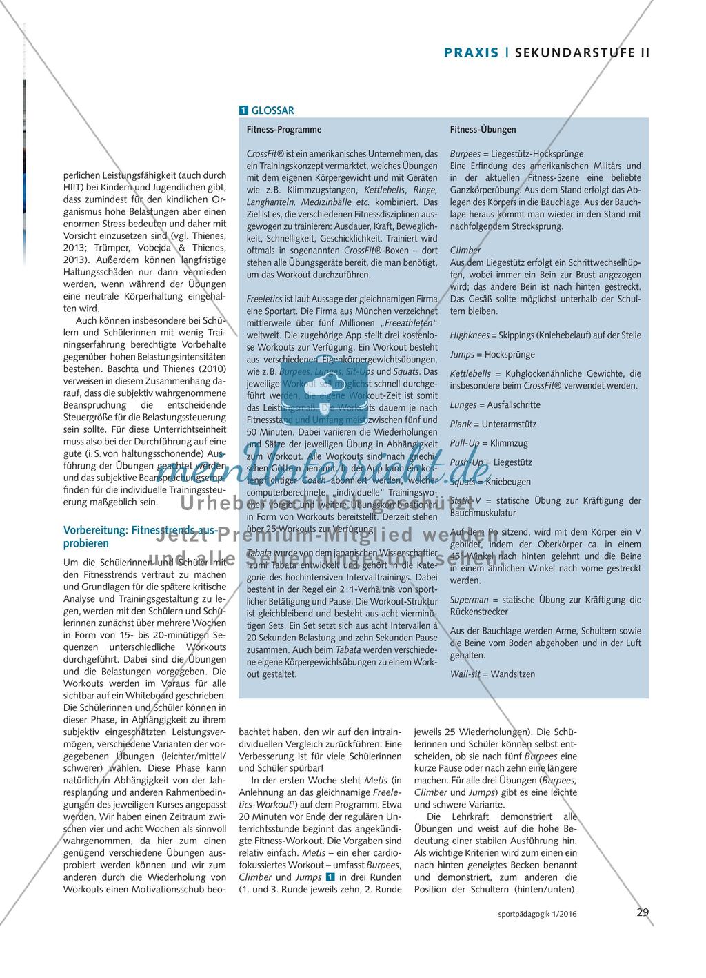Fitnesstrends im Sportunterricht - Fitnessübungen ausprobieren, hinterfragen und anpassen Preview 2