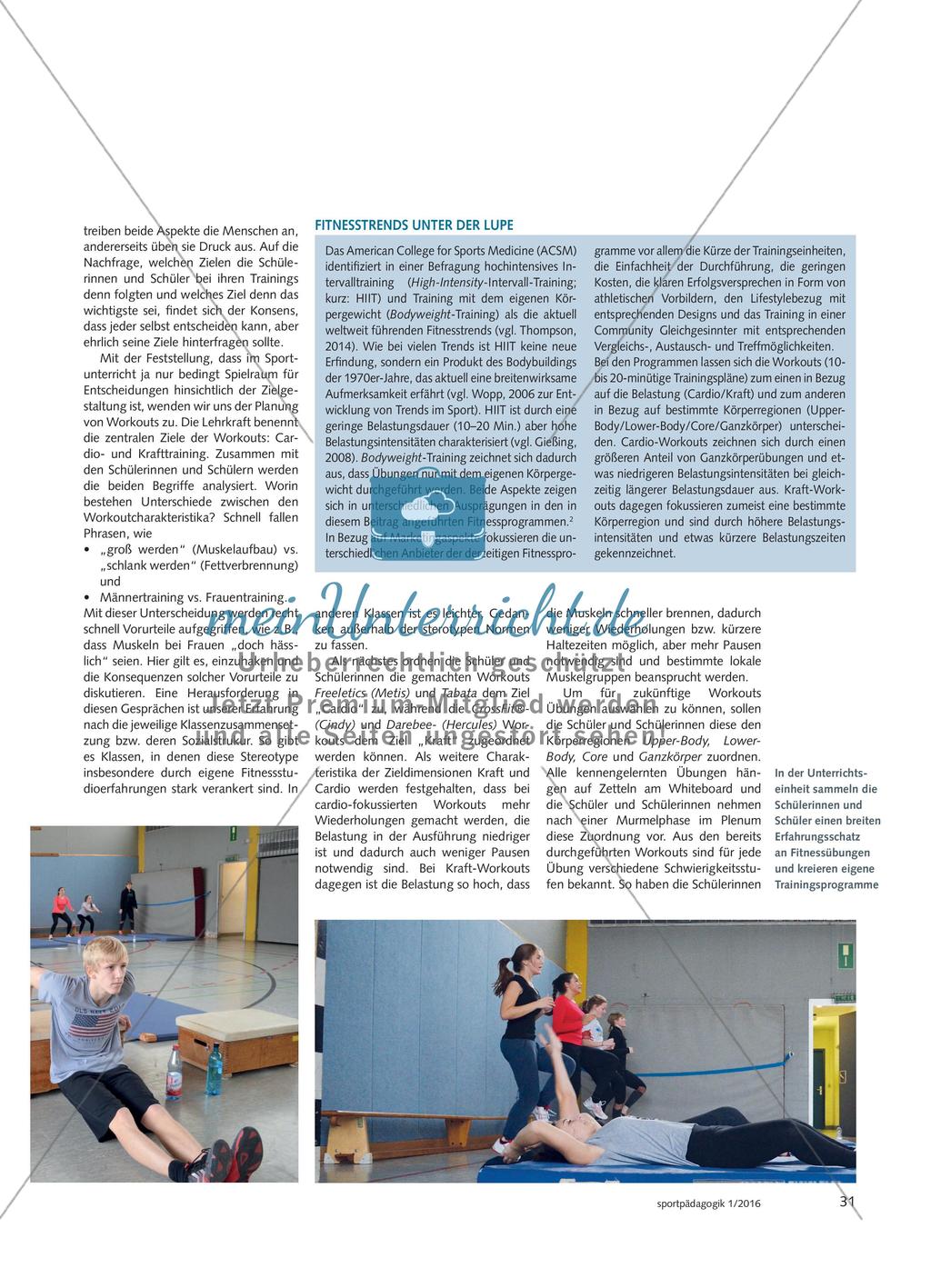 Fitnesstrends im Sportunterricht - Fitnessübungen ausprobieren, hinterfragen und anpassen Preview 4