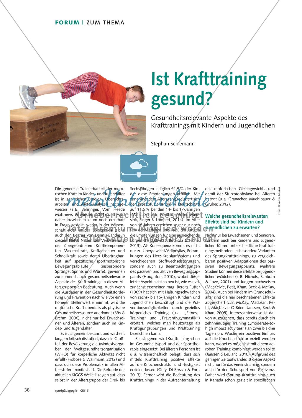Ist Krafttraining gesund? - Gesundheitsrelevante Aspekte des Krafttrainings mit Kindern und Jugendlichen Preview 1