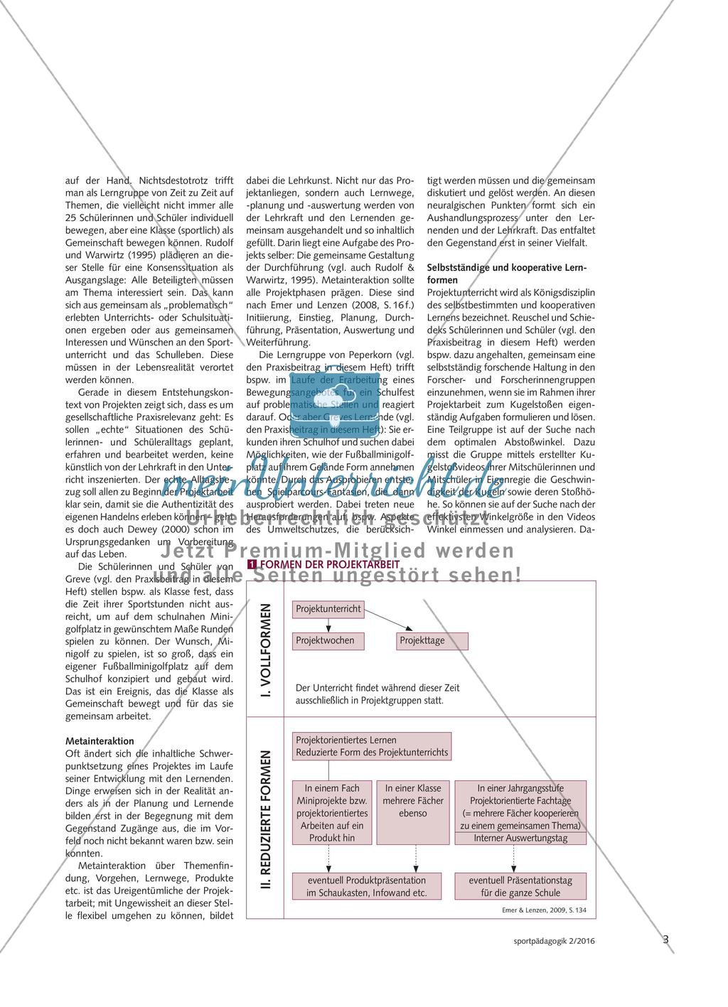 Projektorientiert unterrichten - Über Merkmale von Projekten und deren Umsetzung im Sportunterricht Preview 2