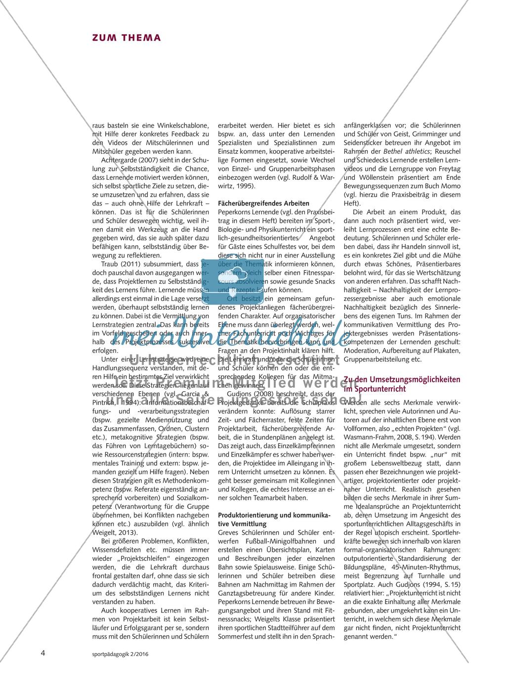 Projektorientiert unterrichten - Über Merkmale von Projekten und deren Umsetzung im Sportunterricht Preview 3