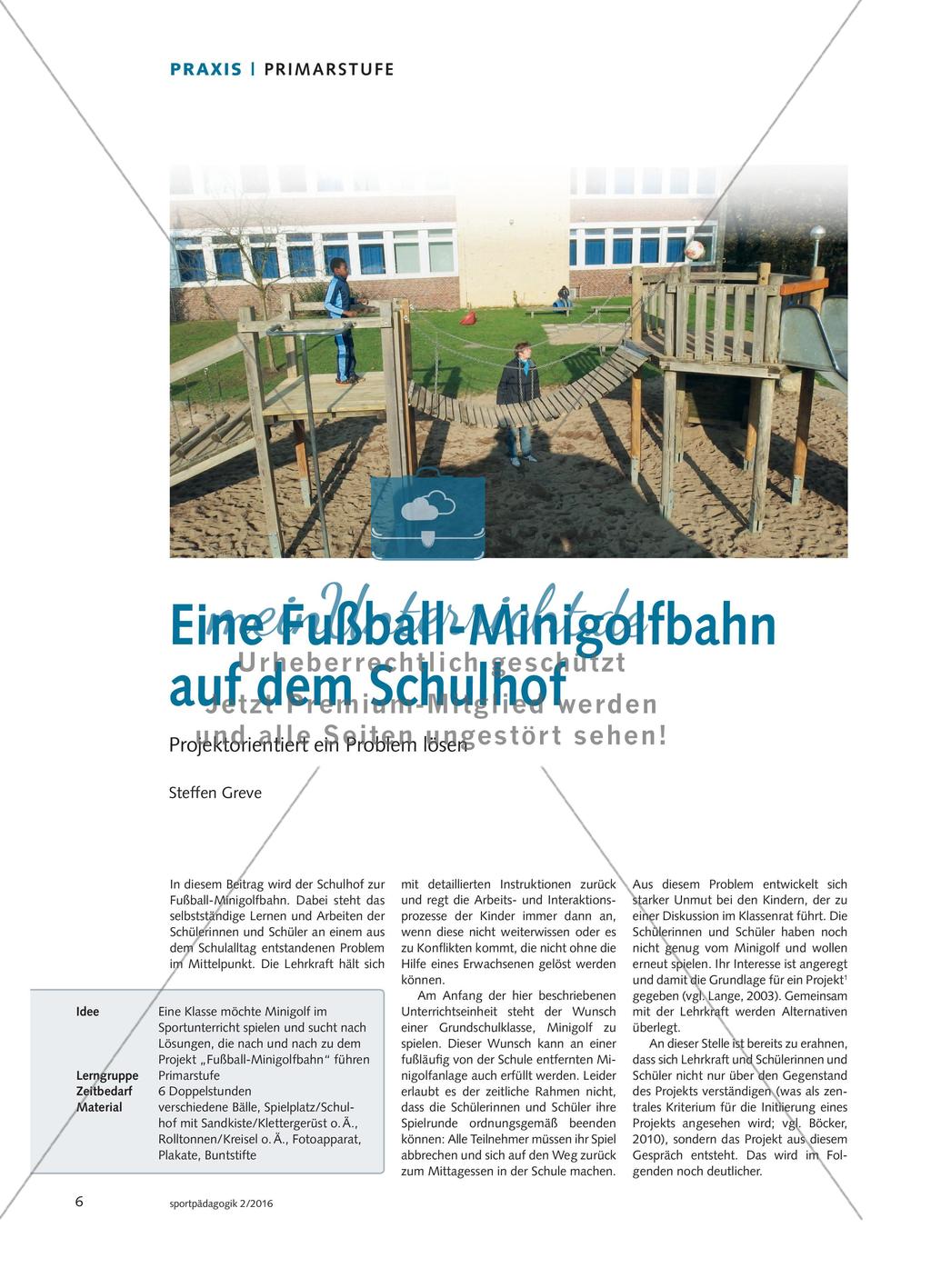 Eine Fußball-Minigolfbahn auf dem Schulhof - Projektorientiert ein Problem lösen Preview 1