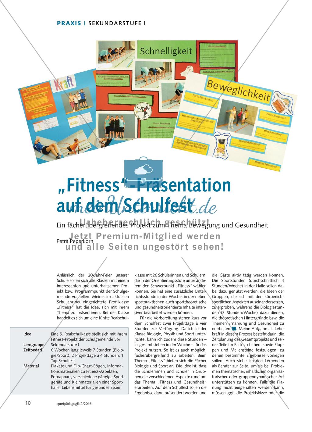 „Fitness“-Präsentation auf dem Schulfest - Ein fächerübergreifendes Projekt zum Thema Bewegung und Gesundheit Preview 1