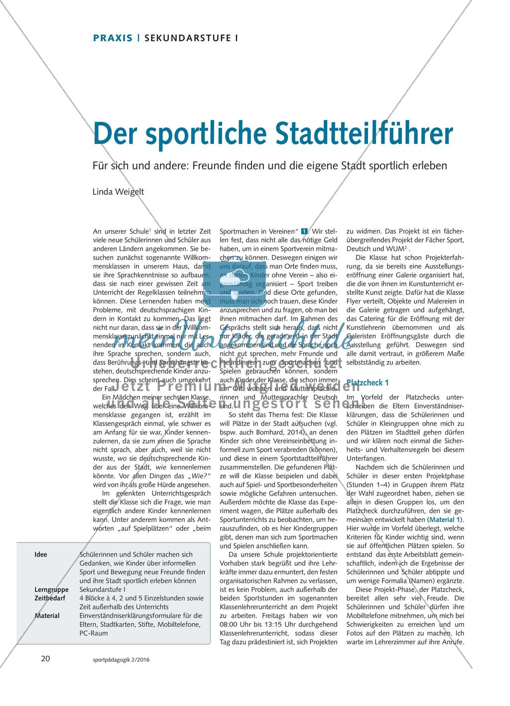 Der sportliche Stadtteilführer - Für sich und andere: Freunde finden und die eigene Stadt sportlich erleben Preview 1