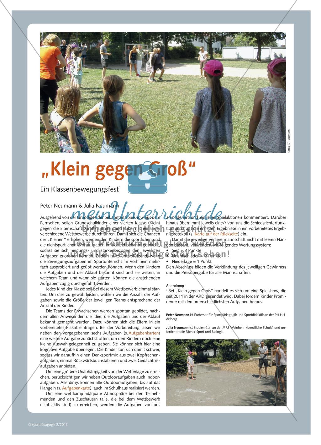 „Klein gegen Groß“ - Ein Klassenbewegungsfest Preview 1