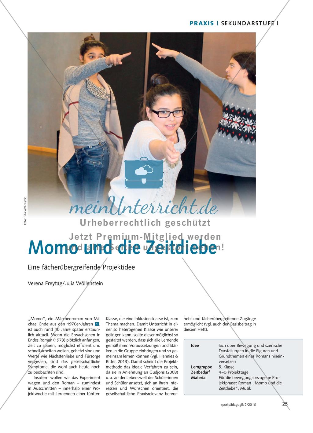 Momo und die Zeitdiebe - Eine fächerübergreifende Projektidee Preview 1