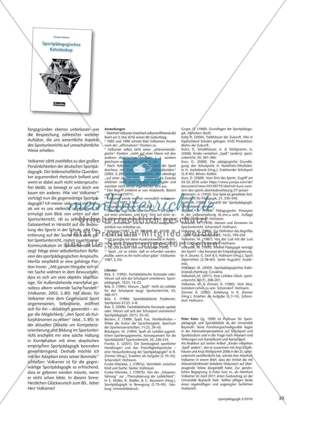 Wie viel Volkamer verträgt die Sportpädagogik? - Meinhart Volkamer zum 80. Geburtstag Preview 4
