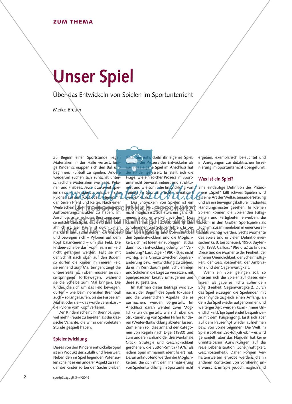 Unser Spiel - Über das Entwickeln von Spielen im Sportunterricht Preview 1