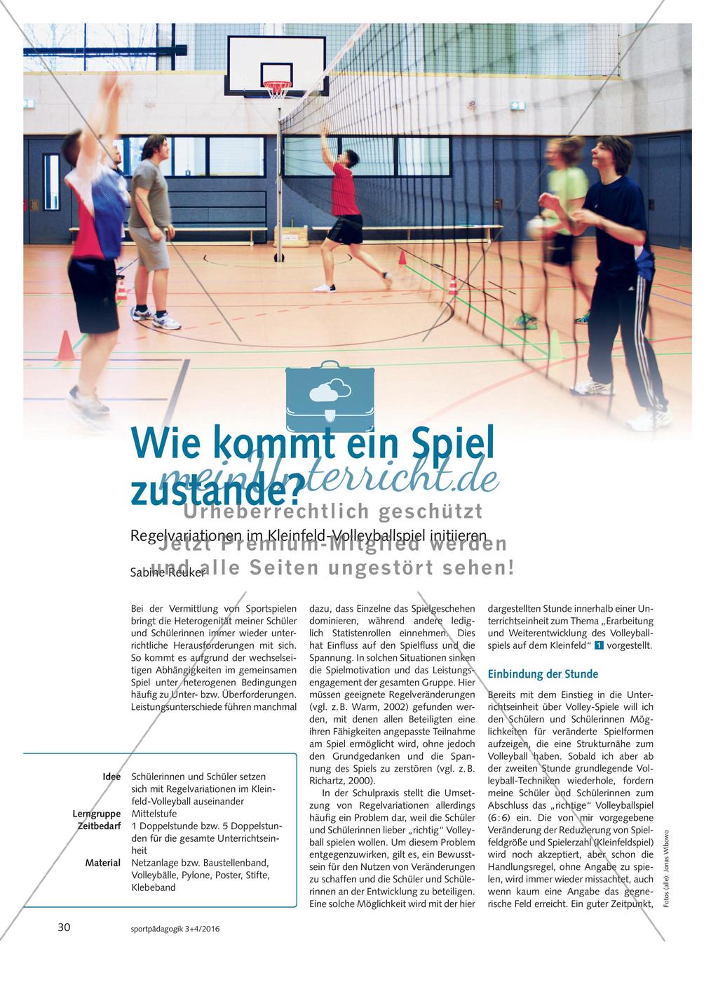 Wie kommt ein Spiel zustande? - Regelvariationen im Kleinfeld-Volleyballspiel initiieren Preview 1