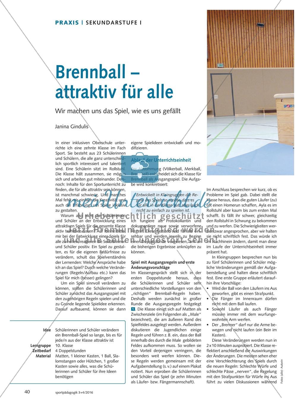 Brennball – attraktiv für alle: Wir machen uns das Spiel, wie es uns gefällt Preview 1