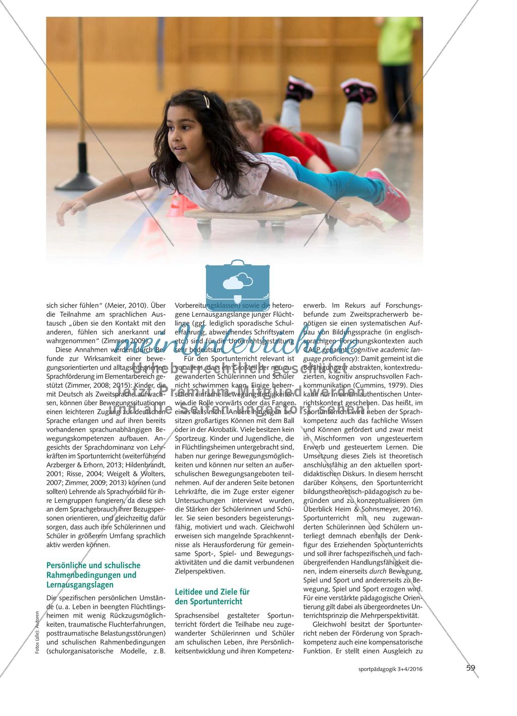 Sportunterricht mit neu zugewanderten Schülerinnen und Schülern - Förderung sprachlicher und soziokultureller Integration im und durch Sport Preview 2